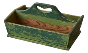 Antique Green Polychrome Pine Knife Box, Mid-Late 19th Century
