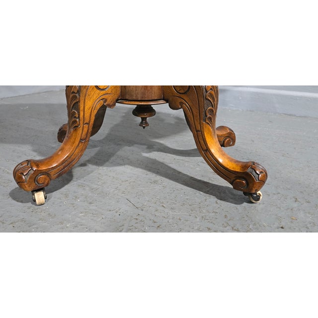 Wood Victorian Burr Walnut Inlaid Centre Table, 1880s For Sale - Image 7 of 12