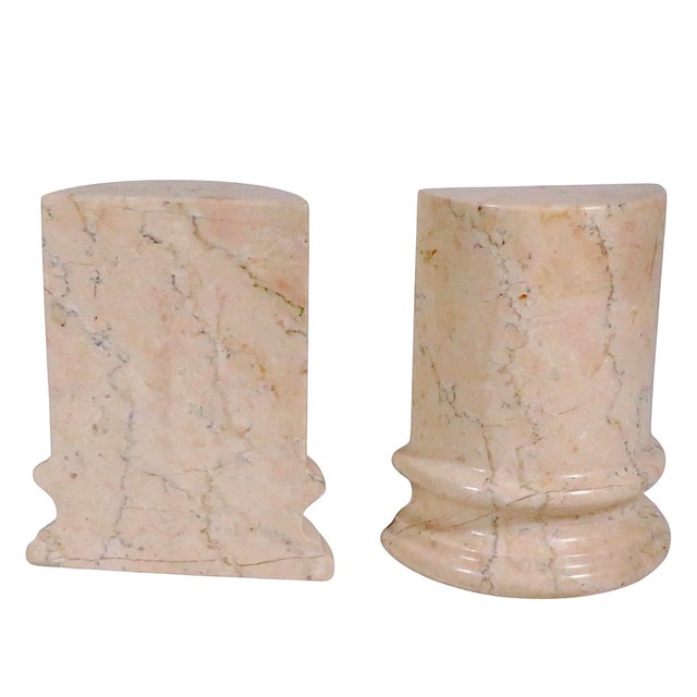 Stone Late 20th Century Pr. Half Column Marble Bookends by Boticina For Sale - Image 7 of 11