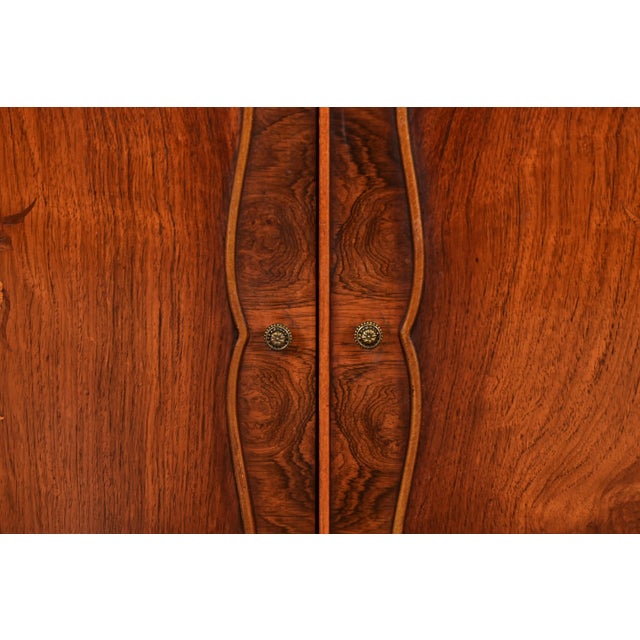 Romweber French Provincial Louis XV Carved Rosewood Inlaid Marquetry Breakfront Bookcase Cabinet, Circa 1920s For Sale In South Bend - Image 6 of 17