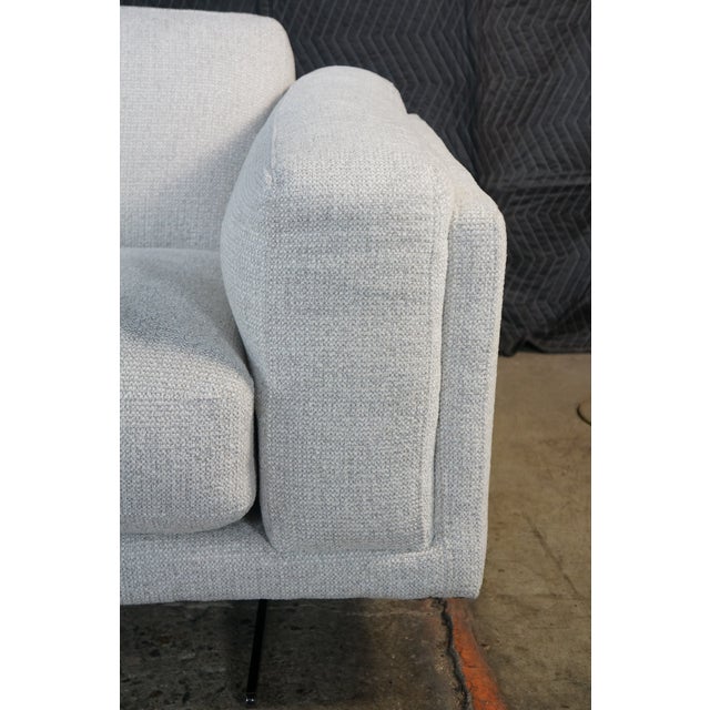Sand Minimalist Modern Nabu Sofa in Sand Fabric With Geometric Accent Pillows Couch For Sale - Image 8 of 15