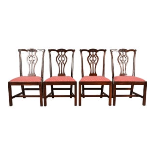 Stickley Georgian Carved Mahogany Dining Chairs, Set of Four For Sale
