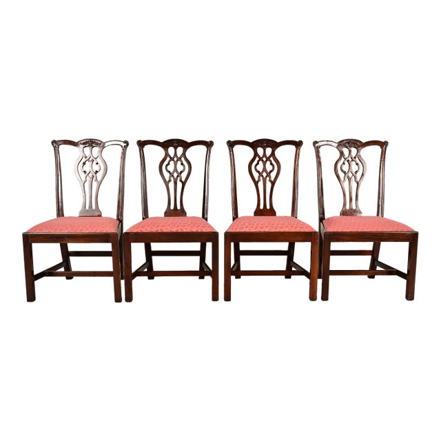 Stickley Georgian Carved Mahogany Dining Chairs, Set of Four For Sale