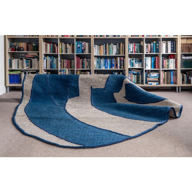 Jiko I (Deep Sea and White Sand) Rug by Kelechi Ejikeme for Swallo Studio For Sale - Image 9 of 9