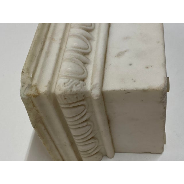 19th Century Carved Carrara Marble Architectural Element Column Capital For Sale - Image 11 of 11