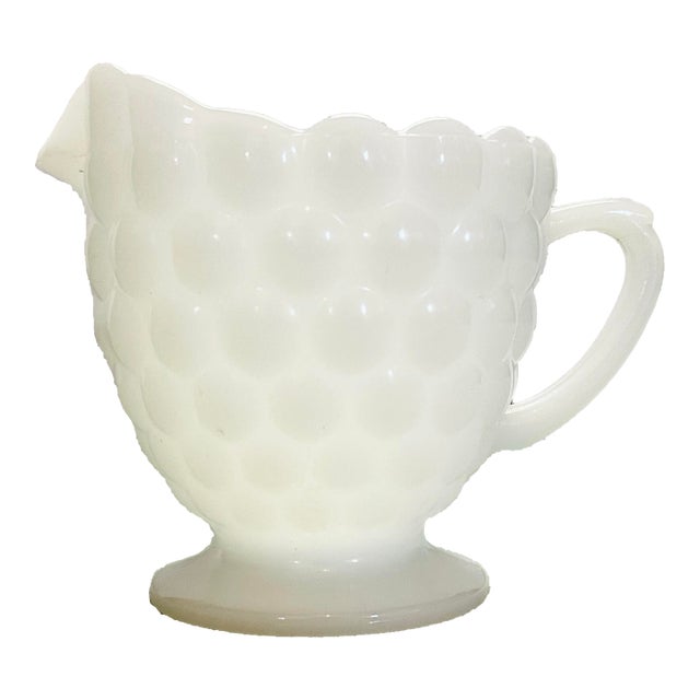 Mid 20th Century Anchor Hocking Bubble Milk Glass Creamer For Sale