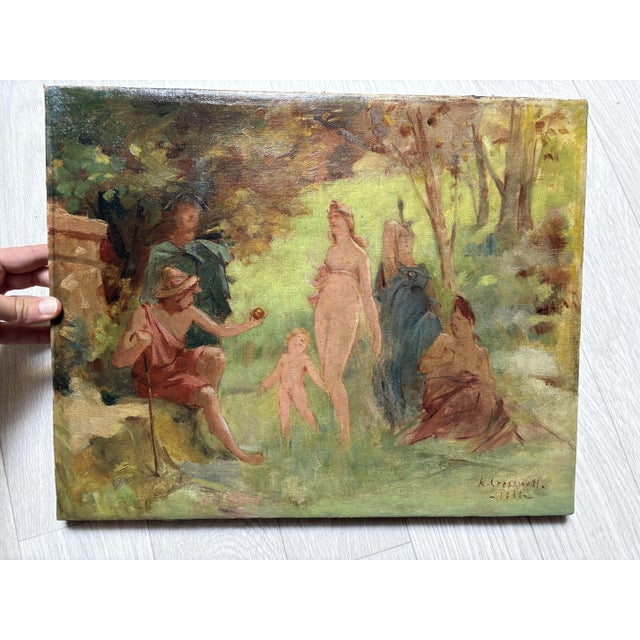 Crassmull, Landscape with People, 1888, Oil on Canvas For Sale - Image 4 of 4