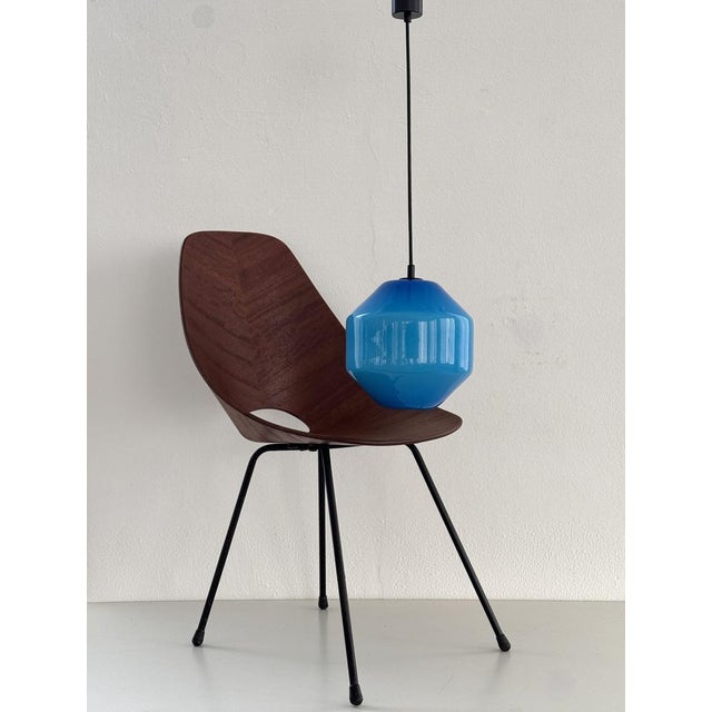 Gino Vistosi Italian Murano Glass Pendant Light in Blue by Vistosi, 1970s For Sale - Image 4 of 13