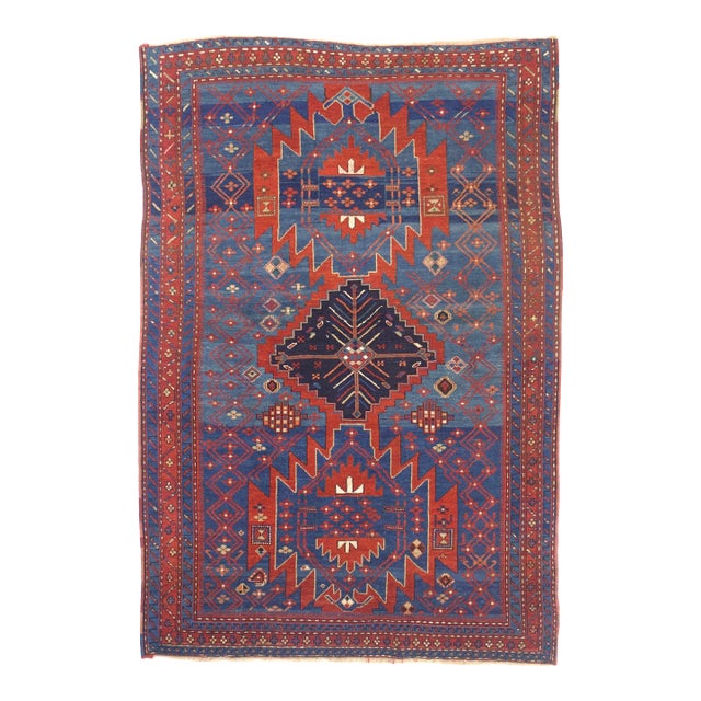Antique Caucasian Kazak Rug 4'9" X 7’2" For Sale