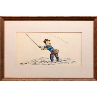 William Steig (b.1907), Whimsical Fishing Illustration Cartoon 1938 Mt Tremblant Ski Lodge William Steig, 1938 For Sale