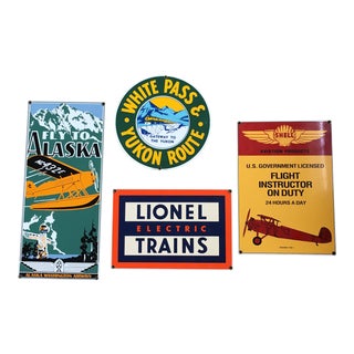 Ande Rooney Vintage Tin Signs - Set of 4 For Sale