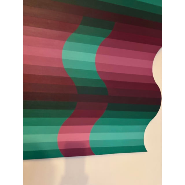 Vintage 1977 Undulating Pop Op Art Painting, Acrylic on Canvas For Sale - Image 4 of 9