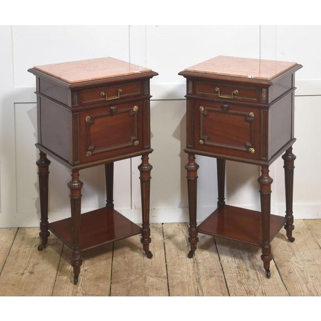 Antique Mahogany Bedside Tables, 1890s, Set of 2 For Sale - Image 5 of 10