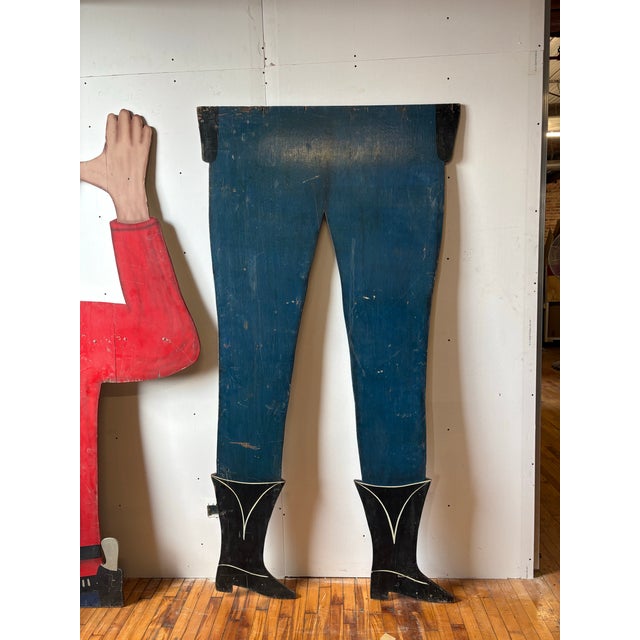 Vintage Oversized Hand-Painted Cowboy Folk Art Sign For Sale - Image 11 of 12