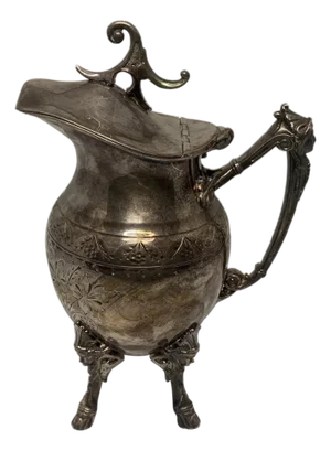 19th Century Victorian Silver Plate Creamer: Simpson Hall Miller Floral Design