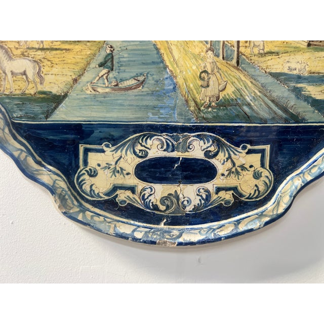 Blue Monochrome Delftware Plaque, 18th Century For Sale - Image 6 of 17
