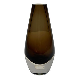 Vintage Smoked Brown Sommerso Glass Bud Vase from Strombergshyttan, 1960s For Sale