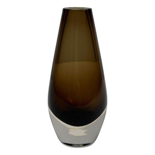 Vintage Smoked Brown Sommerso Glass Bud Vase from Strombergshyttan, 1960s For Sale