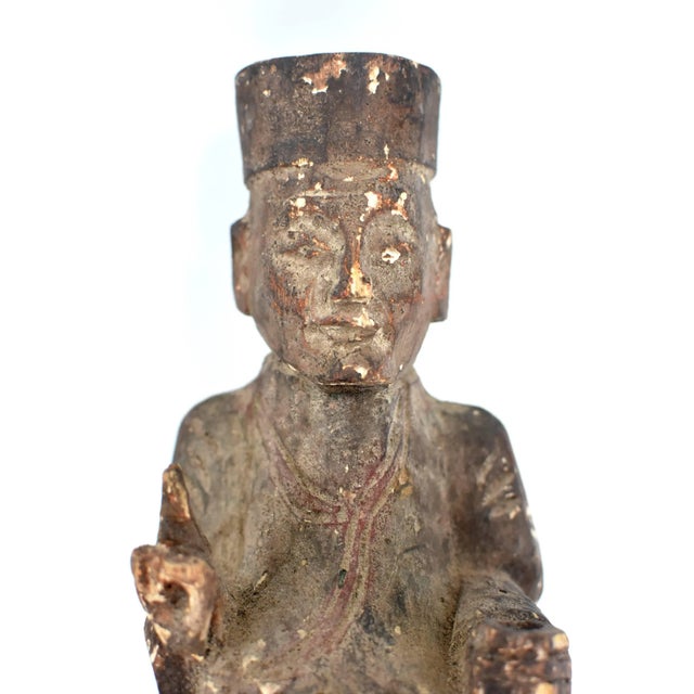19th Century Taoist Master Wood Statue For Sale - Image 10 of 13