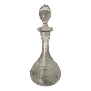 1940s Etched Crystal Floral Decanter