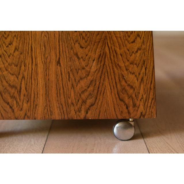 Vintage Rosewood Rolling Record Magazine Rack by Rolf Hesland for Bruksbo For Sale - Image 9 of 12