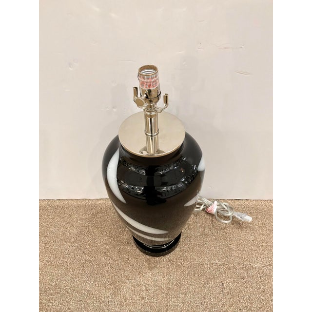Currey & Company Currey & Co Modern Glass Jar Lamp Black & White For Sale - Image 4 of 5