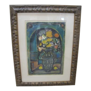 Georges Rouault Limited Edition Framed Aquatint Floral Vase Still Life