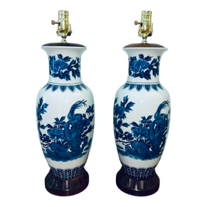 1960s Large Vintage Chinoiserie Lamp - A Pair