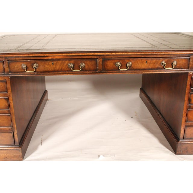 Brown 19th Century George III Style Mahogany Partners Desk WTH Leather Top For Sale - Image 8 of 13