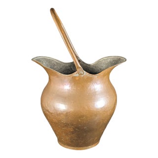 Antique Galvanized Steel & Copper Water Jug Pitcher Double Spout 14" For Sale