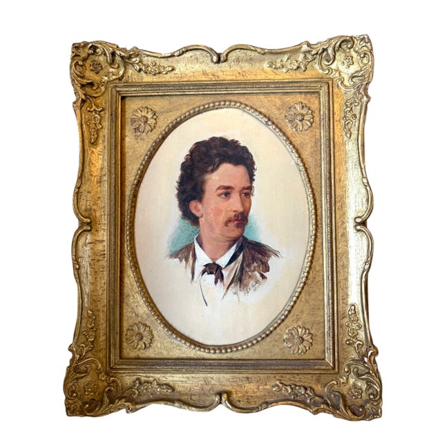 A beautifully matched pair of antique portrait paintings by British artist John Hardwicke Lewis, featuring a distinguished...