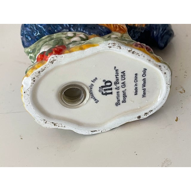 Vintage polychrome majolica American rooster shaker. Collectible