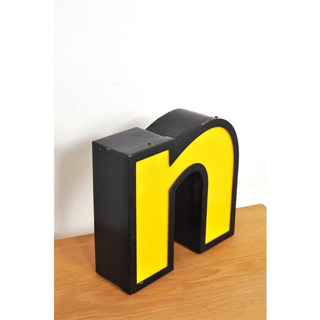 Vintage Letter N Sign with Light, 1980s For Sale - Image 4 of 7