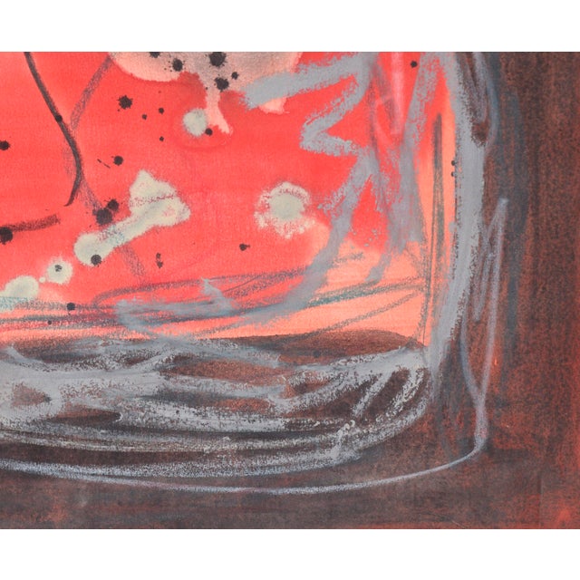 Abstract Red Black and Grey Abstract Expressionist in Acrylic and Pastel on Paper by Ricardo De Silva For Sale - Image 3 of 6