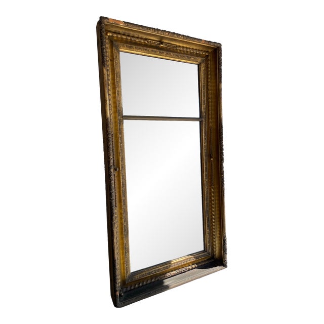 19th Century Antique Gilt Wood Pier Mirror – Ornate Gold Leaf Frame With Original Glass For Sale