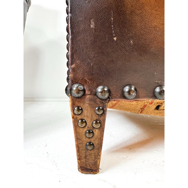 Animal Skin Pair of Antique European Leather Club Chairs (Circa 1920s/30s) For Sale - Image 7 of 11