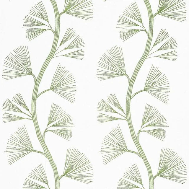 Modern Sample - Schumacher Ginkgo Embroidery Fabric in Leaf For Sale - Image 3 of 3