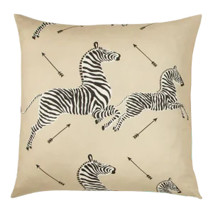 The House of Scalamandré Dazzle of Zebras Pillow, Tan