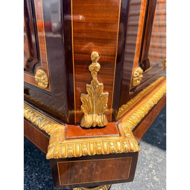 Vintage Marquetry French Cabinet with Ormolu Mounts Marble top For Sale - Image 10 of 10