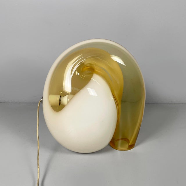 Italian Modern Yellow and Opaline Glass Table Lamp, 1970s For Sale - Image 14 of 14