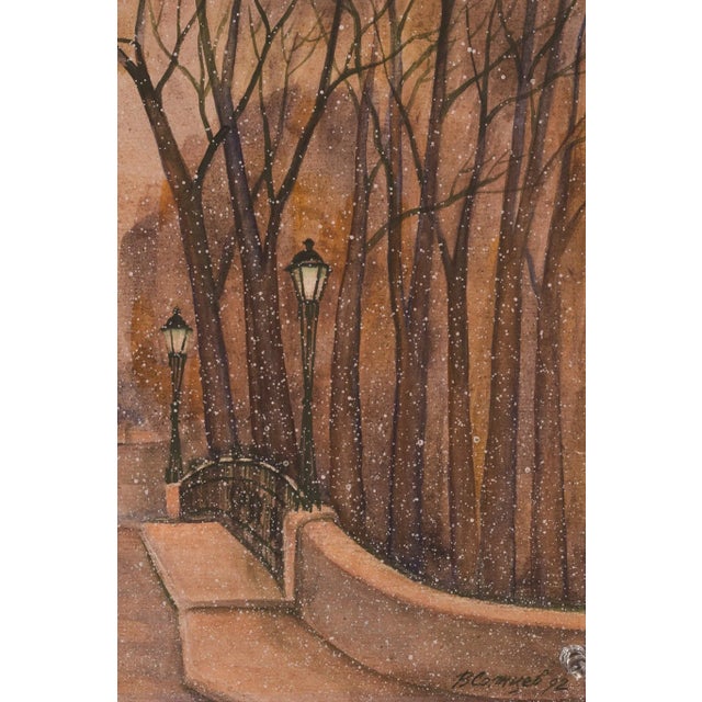City with Snow, 1992, Watercolour on Paper For Sale - Image 4 of 6
