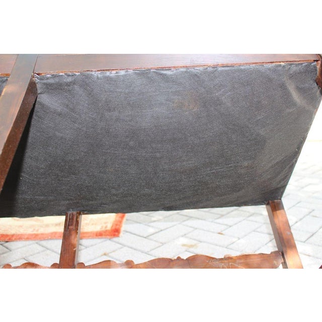 Antique Italian Carved Walnut Upholstered Bench, C. Late 1800s For Sale - Image 10 of 11