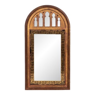 Antique Gothic Style Giltwood and Églomisé Mirror For Sale