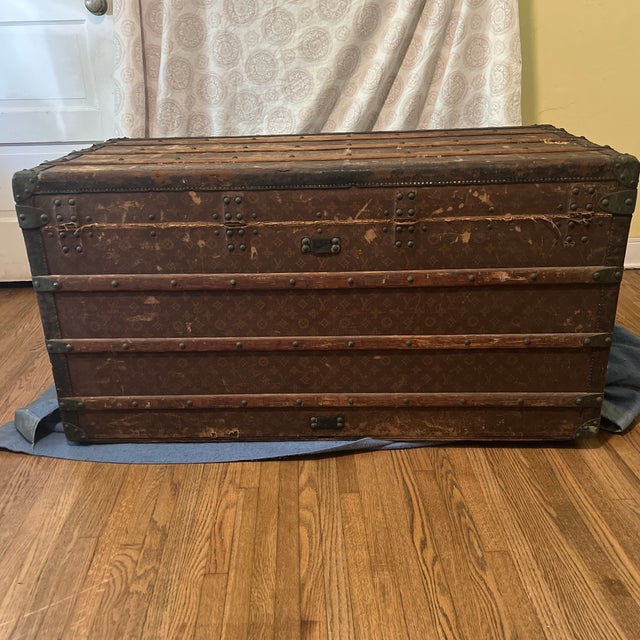 Animal Skin Authentic Vintage Louis Vuitton Travel Trunk Norma Restored For Sale - Image 7 of 12