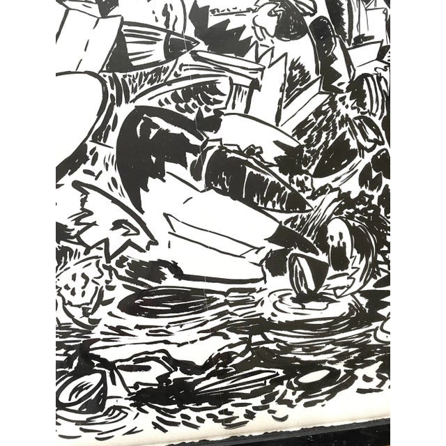 Contemporary Kermit Oswald Ink on Paper, Noted Co Artist on Many Kieth Haring Paintings For Sale - Image 3 of 6