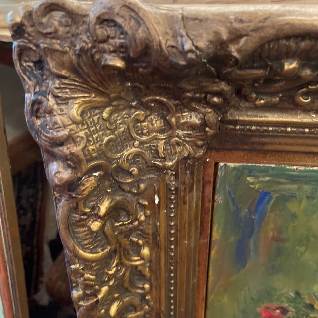 1930s 1930s Antique French Oil on Cardboard Painting, Signed, Framed For Sale - Image 5 of 11