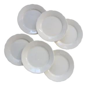 Vintage Ivory Earthenware Dinner Plates with Scalloped Edge, 1950s, Set of 6