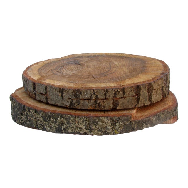 Organic Farmhouse Chic Wood Plateaus, Pair For Sale