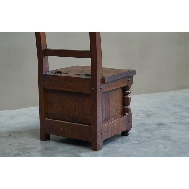 Vintage Medieval Revival Accent Chair in Oak, 1950s For Sale - Image 12 of 14