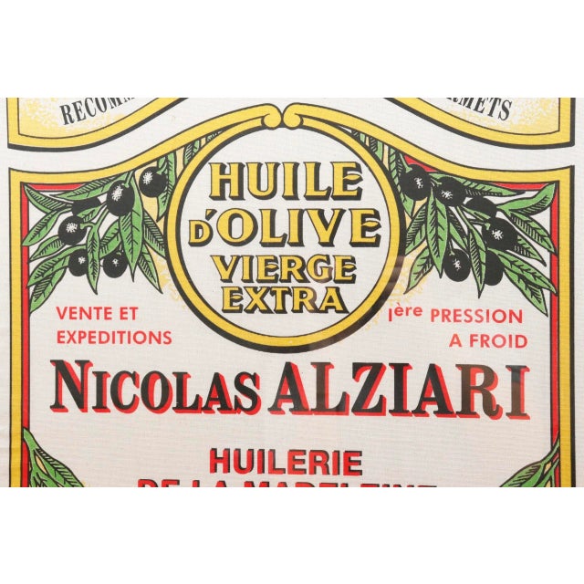 French Provincial Framed French Alziari Olive Oil Tea Towel For Sale - Image 3 of 8